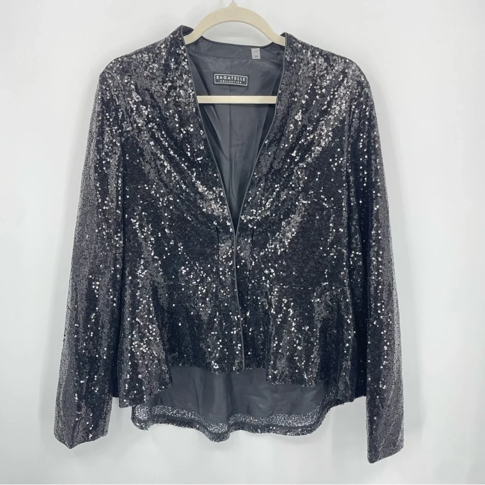 Bagatelle Black Sequin Blazer Jacket - Size M